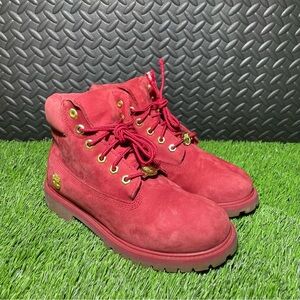 Timberland Red Suede‎ Limited Edition Size US 2.5 Kids Boots Nubuck Gum Bottom